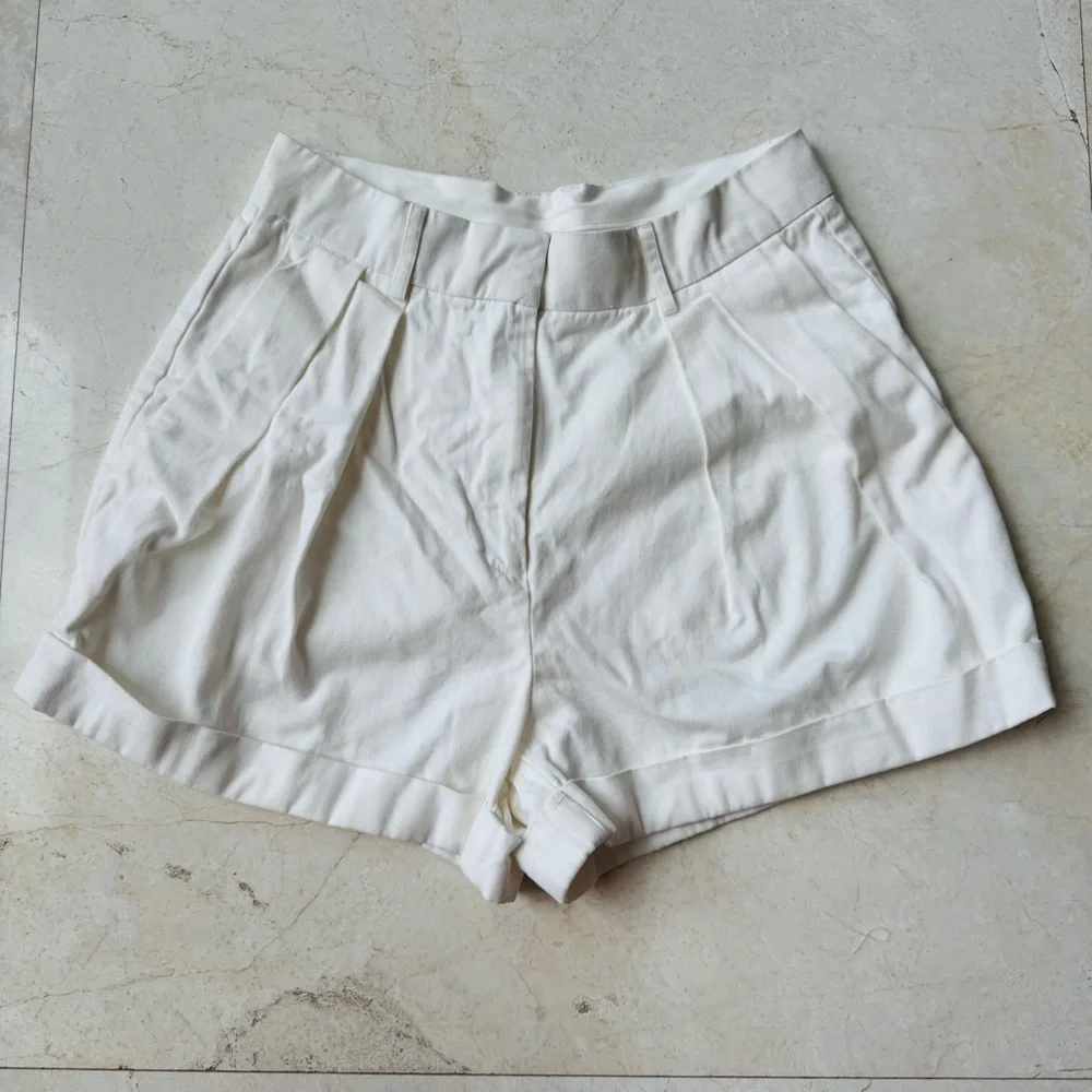 Staud White High Waist Shorts size 2